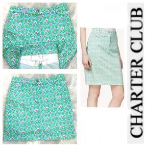 🌿NWOT Green & Pink Diamond Print Stretch Skort